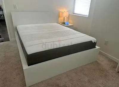 IKEA malam queen‑size bed (160 × 200 cm) with 2 storage drawers underneath and an IKEA mattress