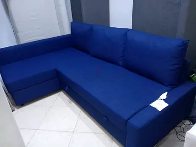 Stylish Blue L-Shaped Sofa with Storage