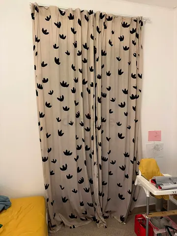 Chic Black and Beige Patterned Curtains