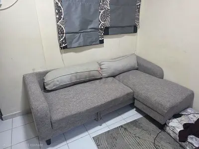 Comfortable Grey Corner L-shape Sofa come bed with Cushions