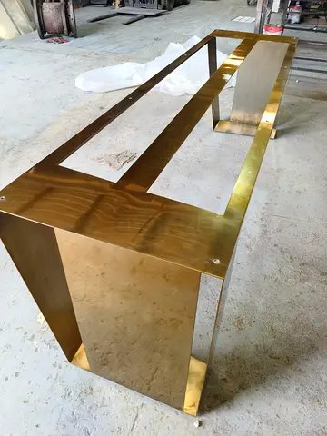 Stainless steel glass table base with electroplated finish