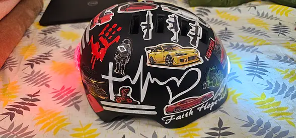 Stylish and Unique Biker Helmet with Cool Stickers