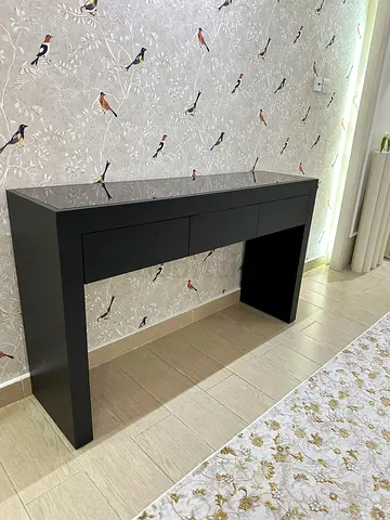Elegant Dark Brown Console Table with Drawers