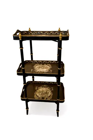 Elegant Black Serving Cart with Vintage Design