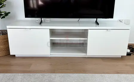 Sleek White TV Unit with Storage - Brand New