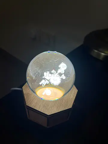 Elegant Glowy Lamp with Wooden Base