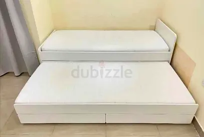 Slakt bed under bed with 2 Ikea mattresses and 2 storage drawers