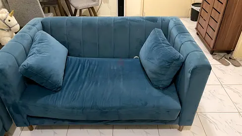 Stylish Blue Velvet Sofa for Your Living Room