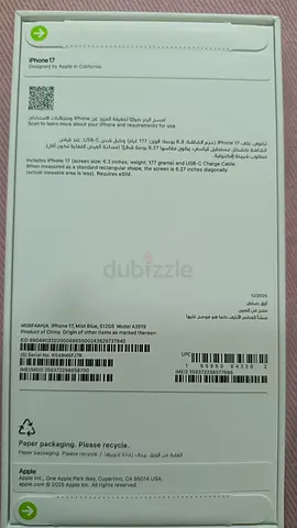 Brand New Apple iPhone 17 -512 -mint blue