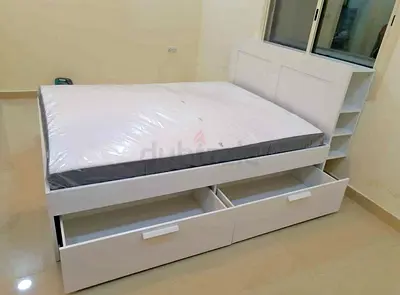 IKEA brimnessqueen size 160×200cm bed frame with headboard+ 4 big storage drawers with IKEA mattress