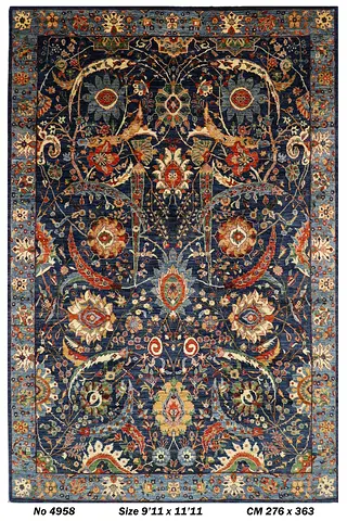 2.76 x 3.63m | clark sickle leaf  afghan handmade carpet  Area Rug