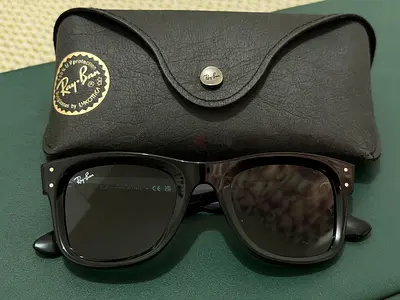 Ray-Ban RB0840S Mega Wayfarer sunglasses in polished black with classic green lenses