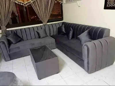 Stylish L-Shaped Gray Sofa Set for Sale