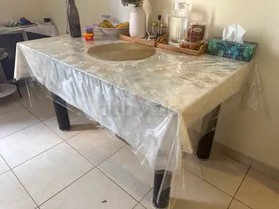 Table - glass top with three chairs