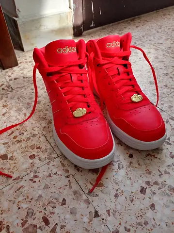 Bright Red Adidas Hoops 2.0 Mid Sneakers in good Condition