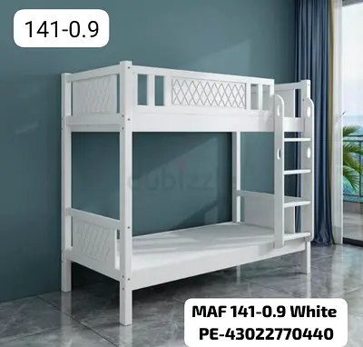 Modern White Bunk Bed with mattress with Ladder