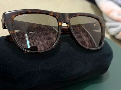 Gucci GG1345S square-frame sunglasses in a dark brown tortoiseshell acetate with brown lenses