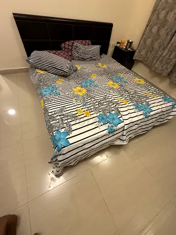 Elegant Black Bed Frame with Headboard