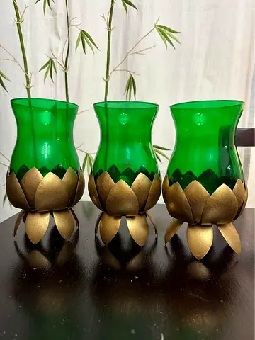 3-pcs HOMECENTRE Lotus Candle Holders Set Home Décor