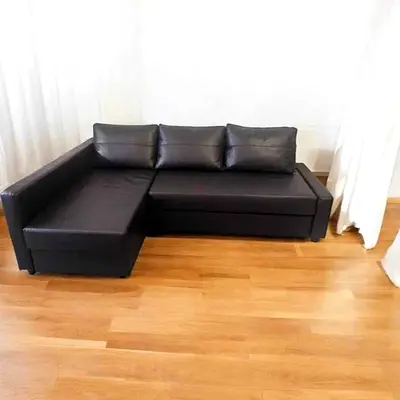 Stylish Black Leather Corner Sofa bed