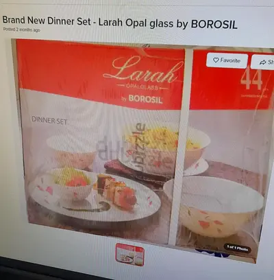 Larah Opal glass by BOROSIL 44 PCs Dinner Set