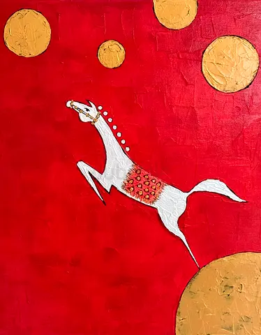 Vibrant Abstract Horse Artwork 50x40cm