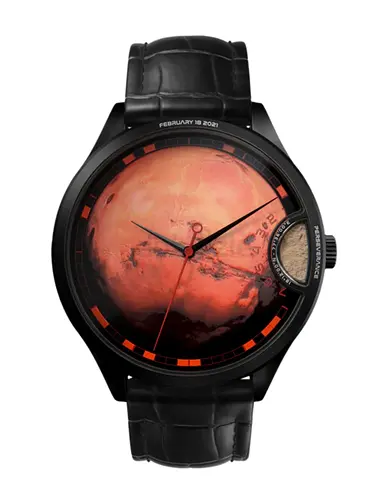 Unique Mars Themed Watch with Leather Strap with approved nasa certificate for the dust