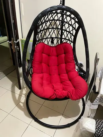 Stylish Julia Rattan 1-Seater Swing Chair in Black and Red