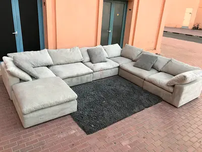 Looks great Condition Pan Emirates pianca feather filled Sofa with footstool