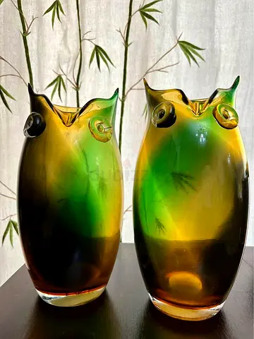 2-pcs HOMECENTRE Glass Owl Statues Home Décor
