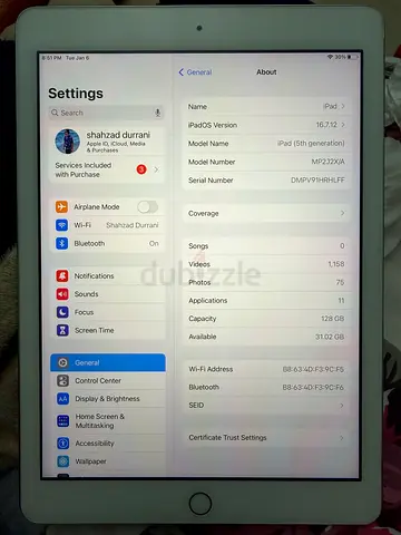 Apple iPad 5 generation - Excellent Condition, 128GB Storage Neat  Clean