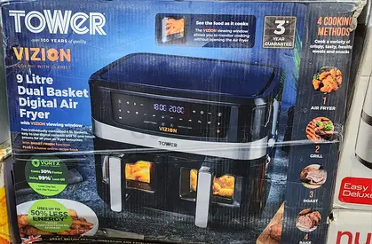 Tower Vizion 9 Litre Dual Basket Digital Air Fryer - Excellent Condition