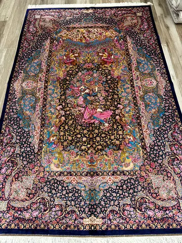 Exquisite Persian Rug with Intricate Designs , silk on silk