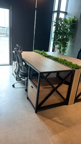 Stylish Rectangular Study Table with Greenery Accent