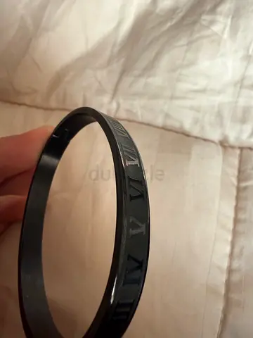 Black Roman Numeral Stainless Steel Bangle