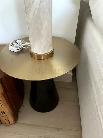 Elegant Black Marble  and Gold Accent Table from White and Velvet