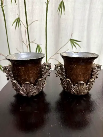 2-pcs LIFESTYLE ADORE Feathers Votive Candle Holders Set Home Décor