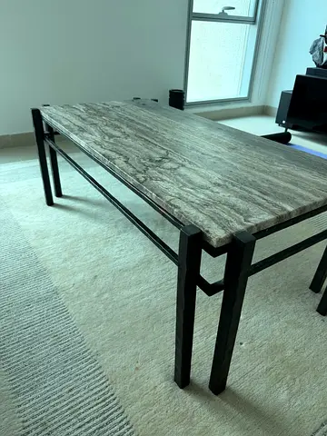 Crate and Barrell Serra Travertine coffee table with real marble