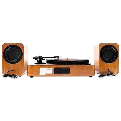 Stylish Wooden Turntable with Speakers
