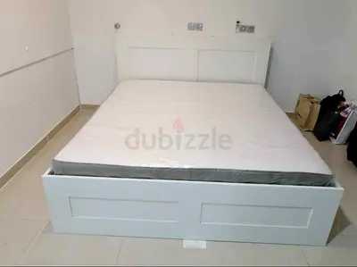 IKEA brimness king size 180×200cm bed frame with headboard+ 4 big storage drawers with IKEA mattress