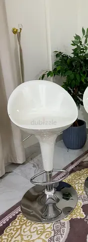 Modern White Bar Stool with Chrome Base