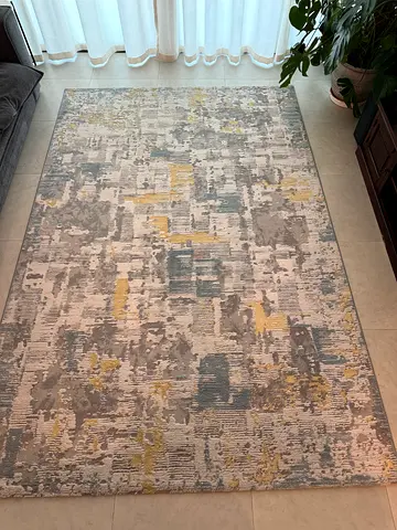 Large Turkish Rug 200x300cm – Crown – Modern Grey/Blue/Gold