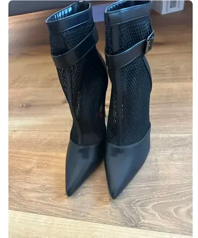 Stylish Black Heels with Mesh Design