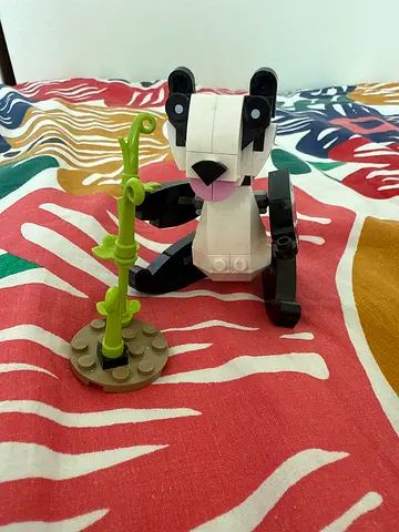 Cute LEGO Panda Toy with Bamboo