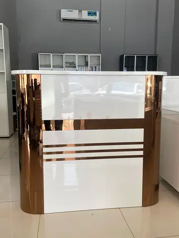 Modern Glossy Reception Counter with Stylish Accents