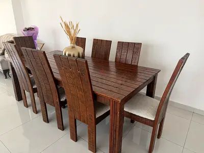 8-Seater Wooden Dining Table — Brown (Good Condition)