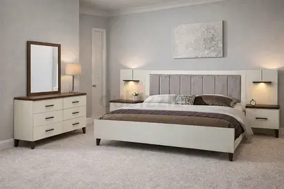 Modern Bedroom Set - Milky White Color Bedroom Set For Dubai Homes
