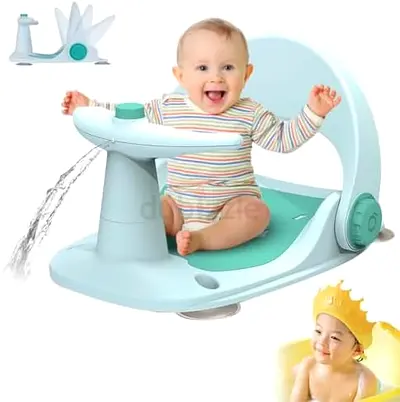Fun and Safe Baby Bath Seat with Water Play Feature. New. Unused. AED 70 Only. Free Delivery!