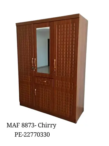 Elegant Cherry Wood 3 door Wardrobe with Mirror