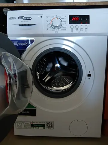 Super General 7Kg Front Loading Washing Machine SGW7200NLED, Anti Bacterial Gasket, Drum Clean,extra